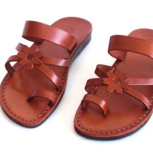 סנדלי עור - דגם פרח